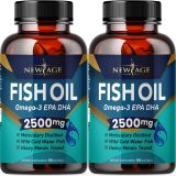 NEW AGE Omega 3 Fish Oil 2500mg Supplement Immune & Heart Support  Promotes Joint, Eye, Brain & Skin Health - Non GMO - EPA, DHA Fatty Acids Gluten Free (180 Softgels (Pack of 2))