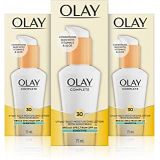 Olay Complete Lotion Moisturizer with Sunscreen SPF 30 Sensitive, 2.53 Fluid Ounce, Pack of 3