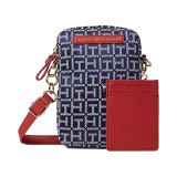 Tommy Hilfiger Phone Crossbody Top Zip Phone Crossbody with Card Case Square Monogram Jacquard