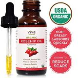 Viva Naturals Organic Rosehip Seed Oil for Face - 100% Pure Cold Pressed Facial Oil, Reduces the Appearance of Scars, Natural Non-Greasy Moisturizing Serum for Dry and Sensitive Skin, 1 oz