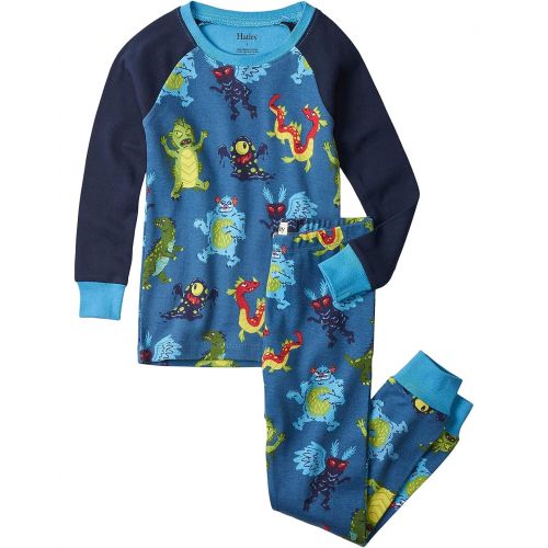 해틀리 Hatley Kids Creepy Cryptids Organic Cotton Raglan Pajama Set (Toddleru002FLittle Kidsu002FBig Kids)