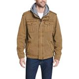 Levis Mens Washed Cotton Hooded Military Jacket