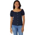 Tommy Hilfiger Short Sleeve Button Front Puff Sleeve Top