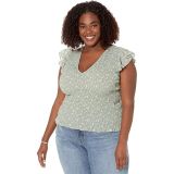Madewell Plus Lucie V-Neck Smocked Top in Cottage Garden