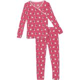 Kickee Pants Kids Long Sleeve Kimono Pajama Set (Toddleru002FLittle Kidsu002FBig Kids)