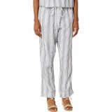 Dylan by True Grit Villa Stripes Double Cotton Crop Drawstring Pants with Pockets