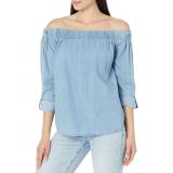 Tommy Hilfiger Long Sleeve Off-the-Shoulder Chambray Blouse