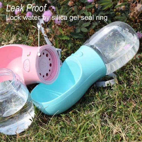 MalsiPree Dog Water Bottle, Leak Proof Portable Puppy Water Dispenser with Drinking Feeder for Pets Outdoor Walking, Hiking, Travel, Food Grade Plastic