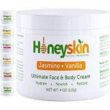 Honeyskin Hydrating Manuka Honey Face and Body Moisturizer Cream - Natural Facial Skin Care With Deep Hydrating Ingredients - With Aloe Vera and Manuka Honey for Dry Skin - Natural Jasmine V