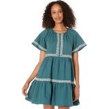 Madewell Embroidered Linen-Blend Flutter-Sleeve Mini Dress