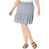 Madewell Plus Embroidered Tiered Pull-On Mini Skirt in Gingham Check