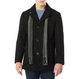 Cole Haan Mens Melton Wool Car Coat with Scarf