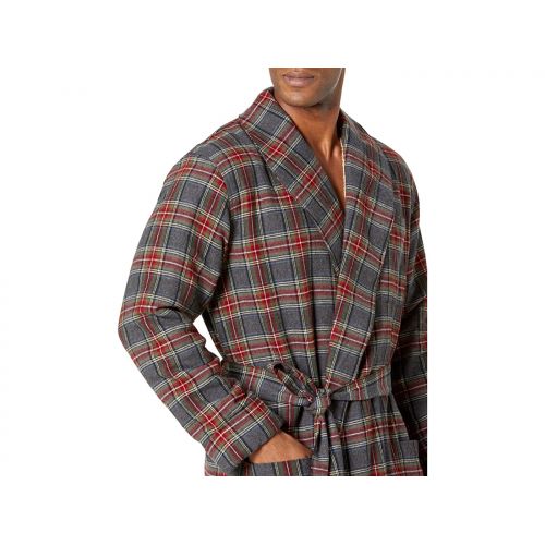  L.L.Bean Scotch Plaid Flannel Robe Sherpa Lined Regular
