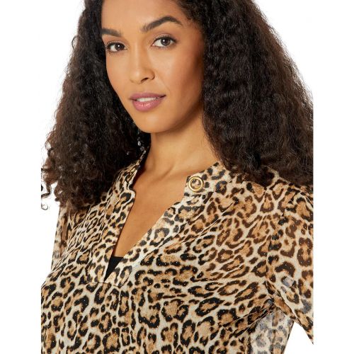 마이클코어스 MICHAEL Michael Kors Cheetah Print Long Sleeve Tunic