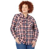 Roper Plus Size Blue Ombre Dobby Plaid Western Blouse wu002F Snaps