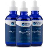 Trace Minerals Research Trace Minerals Low Sodium Mega-Mag 400 mg Liquid Magnesium Supports Blood Pressure Hypertension, Heart Health, Digestion, Muscle Cramps, Spasms, Better Sleep 4 fl oz (3 pack), 