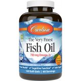 Carlson - The Very Finest Fish Oil, 700 mg Omega-3s, Norwegian Fish Oil Supplement, Wild Caught Omega 3 Fish Oil, Sustainably Sourced Fish Oil Capsules, Omega 3 Supplement, Orange,