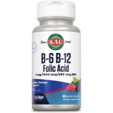 KAL B-6, B-12, Folic Acid ActivMelt Healthy Heart & Energy Support Natural Berry Flavor 60 Micro Tablets, 60 Serv.