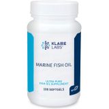 Klaire Labs Marine Fish Oil - Ultra Pure 300 Milligrams EPA & 200 Milligrams DHA Omega 3 Unflavored Fish Oil with No Fishy Taste, Gluten-Free (100 Softgels)