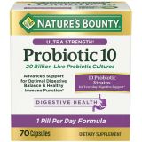 Natures Bounty Ultra Strength Probiotic 10, Support for Digestive, Immune and Upper Respiratory Health, 70 Capsules