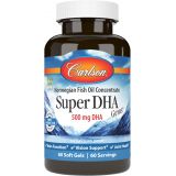 Carlson - Super DHA Gems, 500 mg DHA Supplements, Norwegian Fish Oil Concentrate, Wild-Caught, Sustainably Sourced Fish Oil Capsules, Cognitive Health, 60 Softgels