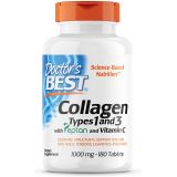 Doctors Best Collagen Types 1 and 3 with Peptan, Non-GMO, Gluten Free, Soy Free, Supports Hair, Skin, Nails, Tendons and Bones, 1000 mg, 180 Tablets
