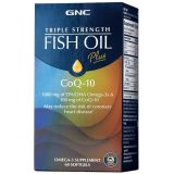 GNC Triple Strength Fish Oil Plus CoQ-10 1000 mg of EPA/DHA Omega-3s, 100mg of CoQ-10, Supports Heart, Brain, Skin, Eye and Joint Health 60 Softgels
