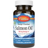 Carlson - Norwegian Salmon Oil, 500 mg Omega-3s, Norwegian Salmon Oil Supplement, Wild Caught Omega 3 Salmon Oil Capsules, Sustainably Sourced, Brain, Heart & Joint Health, 50 Soft