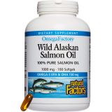 Omega Factors by Natural Factors, Wild Alaskan Salmon Oil, Supports Heart and Brain Health with Omega-3 DHA and EPA, 180 Softgels