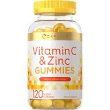 Carlyle Vitamin C and Zinc Gummies 120 Count Vegan, Non-GMO, and Gluten Free Supplement Natural Lemon Flavor