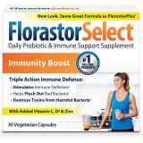 Florastor Select Immunity Boost Daily Probiotic & Immune Support Supplement for Women and Men, Saccharomyces Boulardii CNCM I-745 Plus Zinc, Vitamin C & D3, 30 Caps, Package May Va