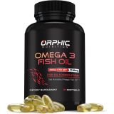 ORPHIC NUTRITION Omega 3 Fish Oil Supplements Burpless Lemon Flavored Capsules 3600mg - Essential Fatty Acids Supplement for Heart Health and Joint Health* - 90 Softgels