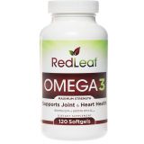 Red Leaf Omega 3, Non-GMO 2000 mg Fish Oil, 800 mg EPA, 600 mg DHA, Omega-3 Supplement from Wild Caught Fish, No Fish Burps, Vitamin E- Unflavored- 120 softgels (60 Servings)