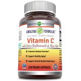 Amazing Nutrition Amazing Formulas Vitamin C (Ascorbic Acid) - 1000mg with Rose Hips & Citrus Bioflavonoids -Promotes Immune Function -Supports Healthy Aging -Non-GMO, Gluten Free (250 Veggie Capsul