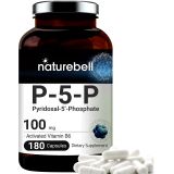 NatureBell P5P Vitamin as Pyridoxal 5 Phosphate 100mg, 180 Capsules, Activated P5P Vitamin B6 Supplements, Support Brain Health & Memory Function, No GMOs