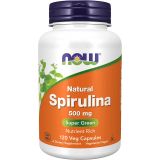 NOW Supplements, Natural Spirulina 500 mg with Beta-Carotene (Vitamin A) and Vitamin B-12, and naturally occurring Protein and GLA (Gamma Linolenic Acid), 120 Veg Capsules