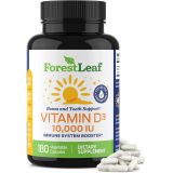 ForestLeaf - Vitamin D3 10,000 IU Supplement - Vegetable Vitamin D Capsules for Bones, Teeth, and Immune Support - Easy Swallow Pure Vitamin D3 10000 (10,000 IU - 180 Count)