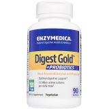 Enzymedica Digest Gold + Probiotics, 2-in-1 Advanced Formula, Supports Healthy Gut with 9 Different Probiotic Strains, Improves Digestion, 90 Capsules