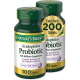 Natures Bounty Nature’s Bounty Acidophilus Probiotic, Daily Probiotic Supplement, Supports Digestive Health, Twin Pack, 200 Tablets