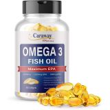 Caraway Vitamins Omega 3 Fish Oil 2,000mg- Pharmaceutical Grade. 1000mg EPA 500mg DHA. Burpless Capsules with No Fishy Aftertaste. All Natural, Organic, Non GMO, Gluten Free for Men & Women.