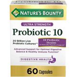 Probiotics by Natures Bounty, Ultra Strength Probiotic 10, Immune Health & Digestive Balance, 60 Capsules