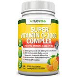 NutriONN Super Vitamin C Complex - 1695Mg - 180 Tablets - with 530 mg Natural Citrus Bioflavonoids, Rose Hips, Rutin, Quercetin & Hesperidin for Increased Absorption - Advanced Immune Suppo