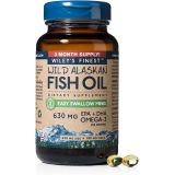 Wileys Finest Wild Alaskan Fish Oil Easy Swallow Minis - Omega-3 Fish Oil Supplement for Adults and Kids - Double-Strength 630mg EPA and DHA Natural Supplement - 180 Mini Softgels