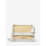 MICHAEL Michael Kors Cece Medium Straw and Studded Faux Leather Shoulder Bag
