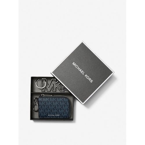 마이클코어스 Michael Kors Mens Logo Wallet and Keychain Gift Set