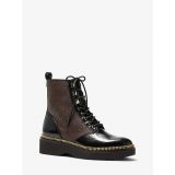 MICHAEL Michael Kors Haskell Crinkled Leather and Logo Combat Boot