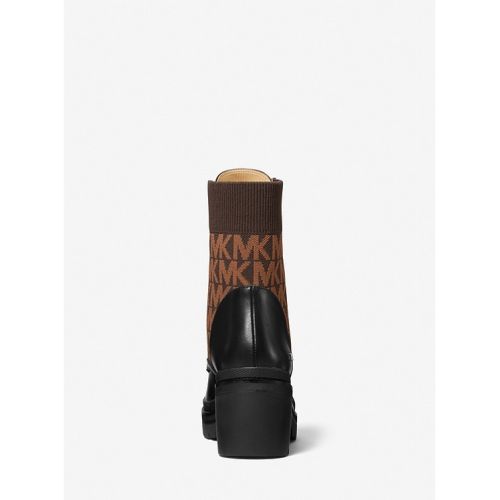마이클코어스 MICHAEL Michael Kors Brea Leather and Logo Jacquard Combat Boot