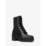 MICHAEL Michael Kors Brea Stretch-Knit and Leather Combat Boot