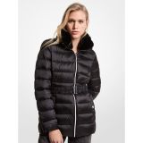 MICHAEL Michael Kors Faux Fur Trim Quilted Nylon Belted Puffer Coat