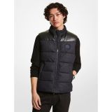 Michael Kors Mens Quilted Denim and Faux Leather Vest